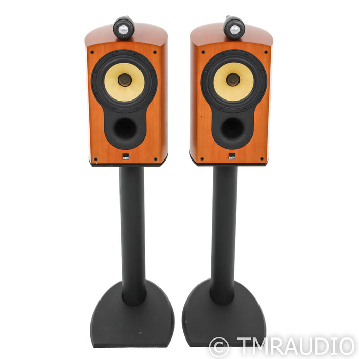 B&W 805S Bookshelf Speakers; Cherrywood Pair with Stands