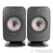 KEF LSX Wireless Streaming Bookshelf Speakers; Gray Pair with Stands
