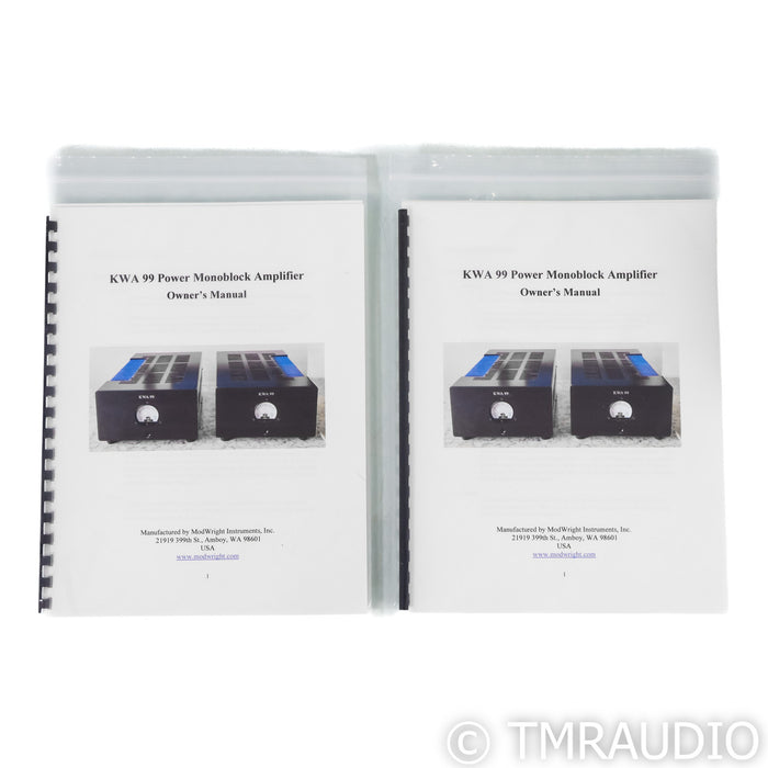 ModWright Instruments KWA 99 Monoblock Power Amplifiers; Pair (Event Demo)