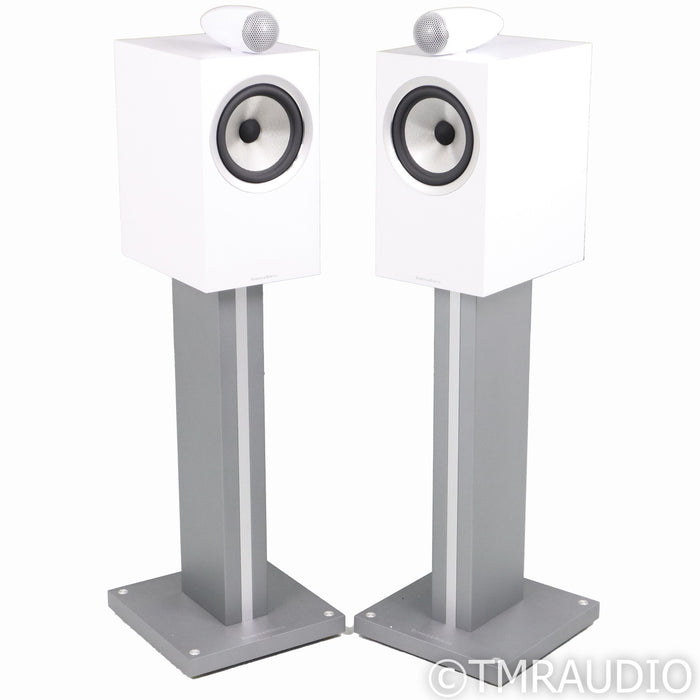 B&W 705 S2 Bookshelf Speakers; White Pair w/ Stands