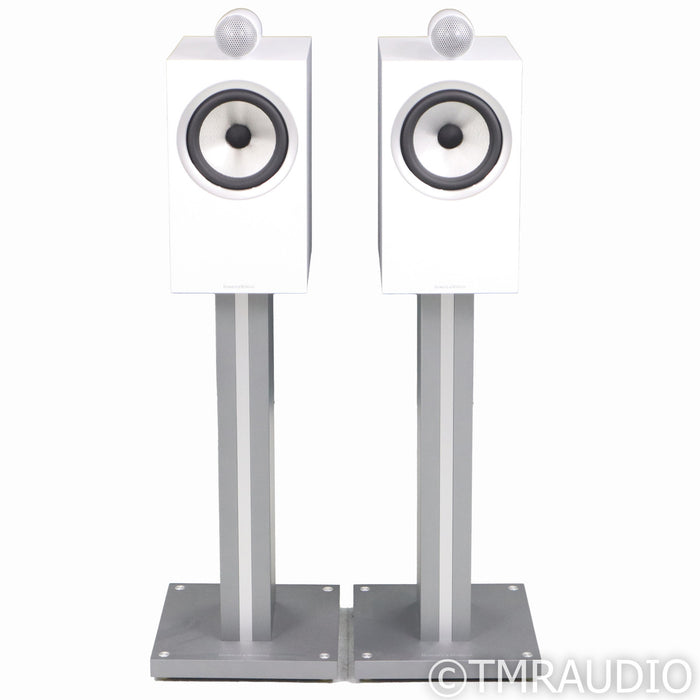 B&W 705 S2 Bookshelf Speakers; White Pair w/ Stands