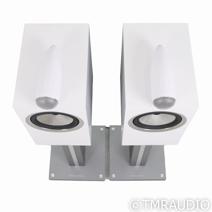 B&W 705 S2 Bookshelf Speakers; White Pair w/ Stands