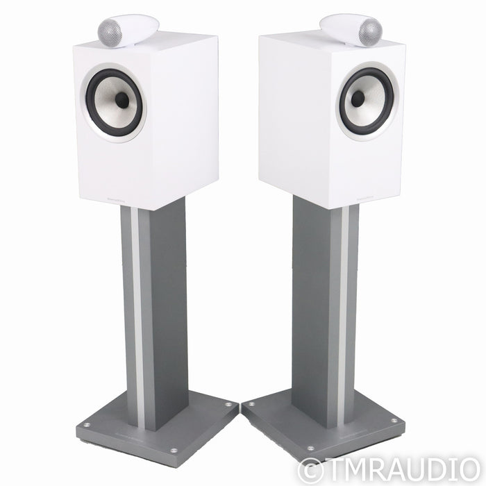 B&W 705 S2 Bookshelf Speakers; White Pair w/ Stands