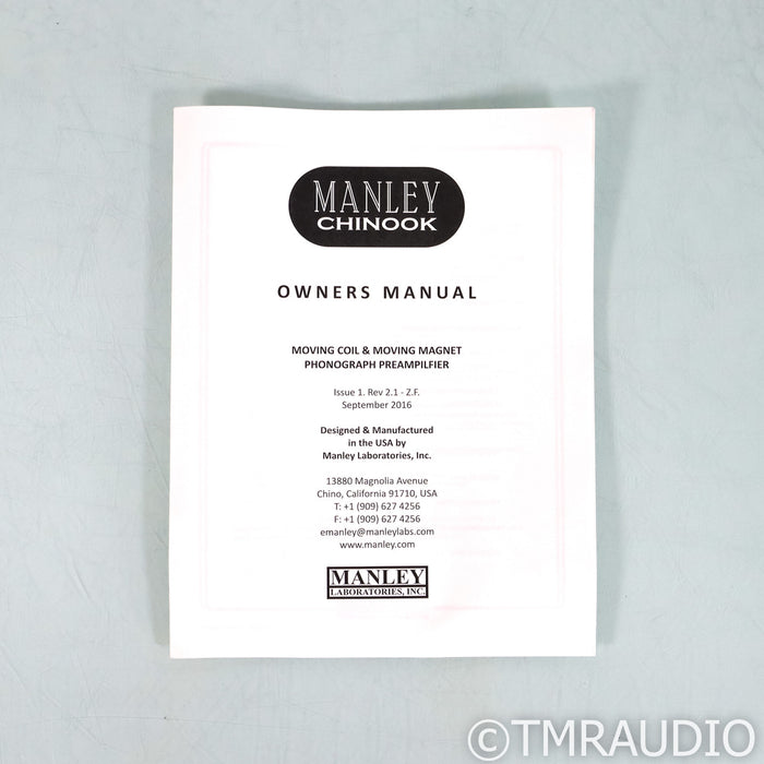 Manley Laboratories Chinook MM & MC Tube Phono Preamplifier; Manley Blue