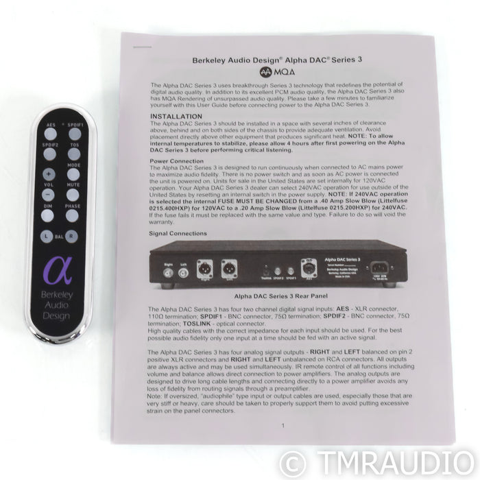 Berkeley Audio Design Alpha DAC Series 3; D/A Converter