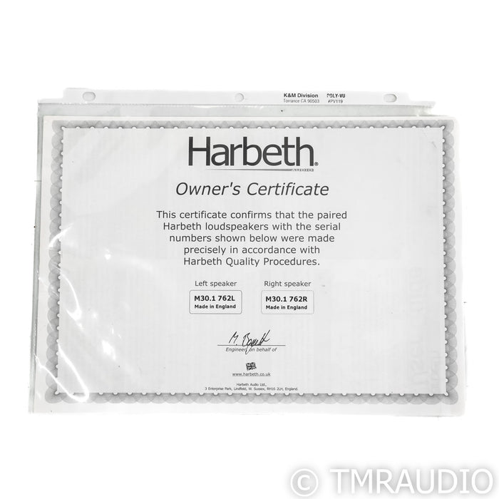 Harbeth M30.1 35th Anniversary Bookshelf Speakers; Cherry Pair