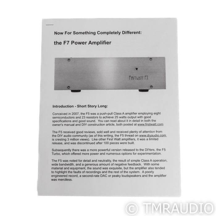 First Watt F7 Stereo Power Amplifier