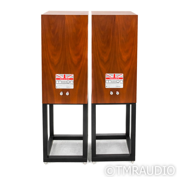 Mission 770 Bookshelf Speakers; Walnut Pair with Stands