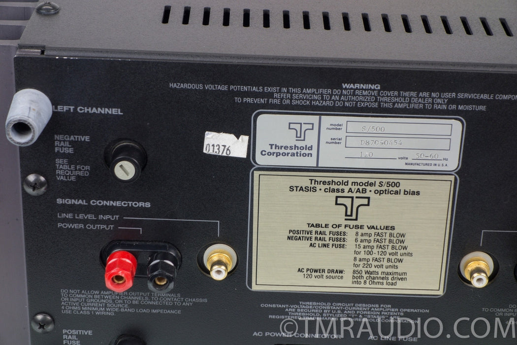 Threshold S/500 Class A/AB Stasis Stereo Power Amplifier - Classic!
