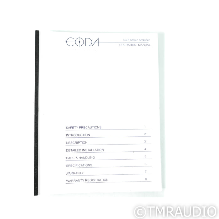 Coda Continuum No. 8 v1 Stereo Power Amplifier
