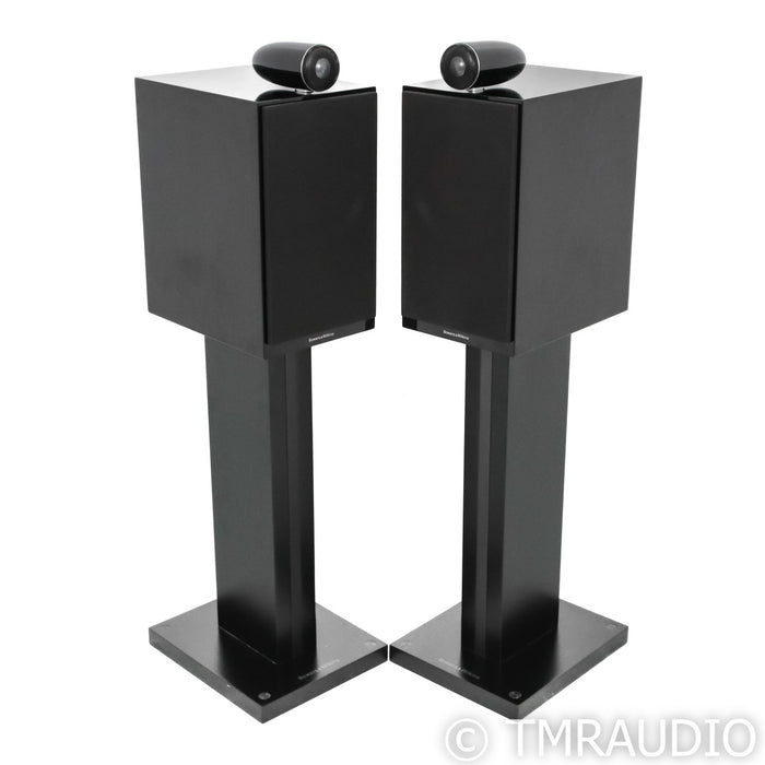 B&W CM6 S2 Bookshelf Speakers; Black Pair with Stands