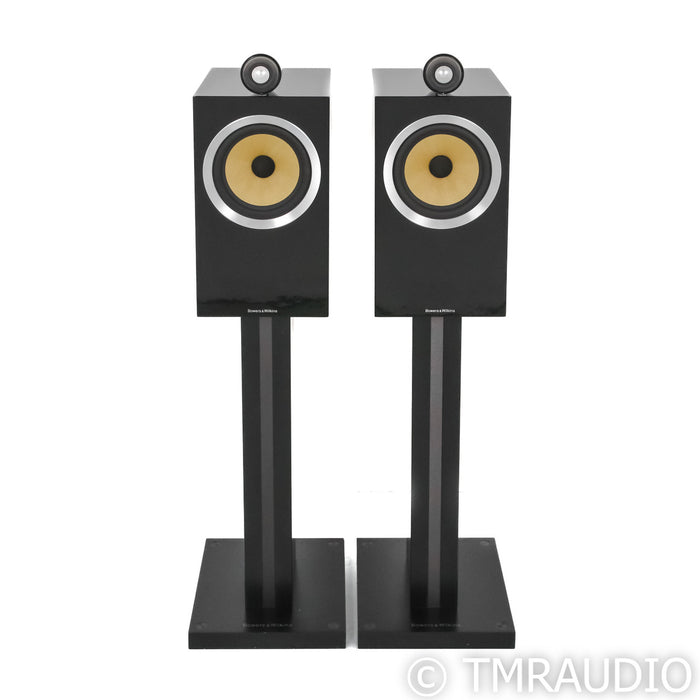 B&W CM6 S2 Bookshelf Speakers; Black Pair with Stands