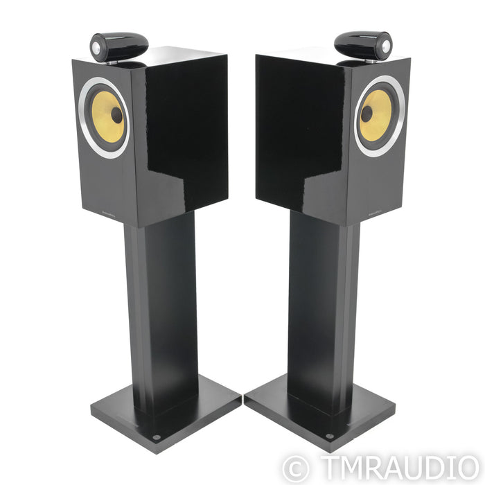 B&W CM6 S2 Bookshelf Speakers; Black Pair with Stands