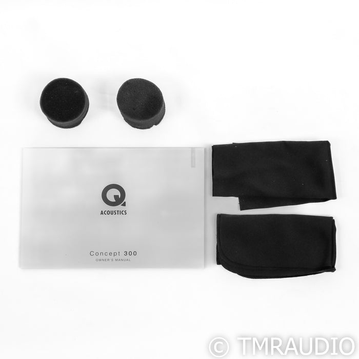 Q Acoustics Concept 300 Bookshelf Speakers; White & Light Oak Pair w/ Stands