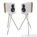 Q Acoustics Concept 300 Bookshelf Speakers; White & Light Oak Pair w/ Stands
