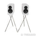Q Acoustics Concept 300 Bookshelf Speakers; White & Light Oak Pair w/ Stands