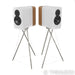 Q Acoustics Concept 300 Bookshelf Speakers; White & Light Oak Pair w/ Stands