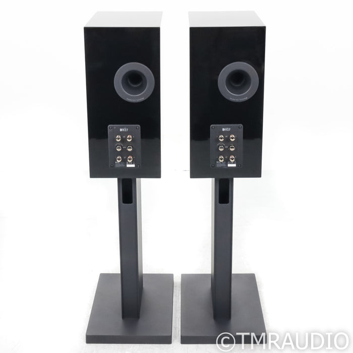 KEF R3 Meta Bookshelf Speakers; Black Pair with S3 Stands