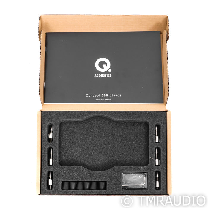 Q Acoustics Concept 300 Bookshelf Speakers; Silver & Ebony Pair w/ Stands (Open Box)