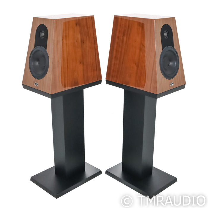 Qln Prestige 1 Bookshelf Speakers; Walnut Piano Pair with Stands
