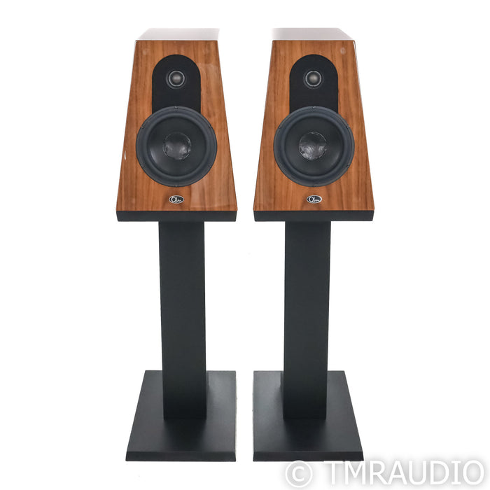 Qln Prestige 1 Bookshelf Speakers; Walnut Piano Pair with Stands