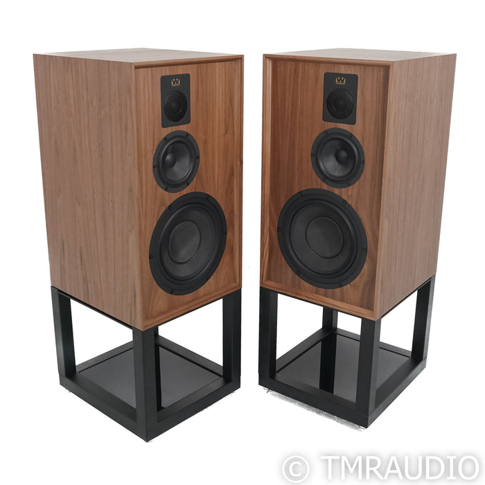 Wharfedale Dovedale 90th Anniversary Bookshelf Speakers; Walnut Pair with Stands