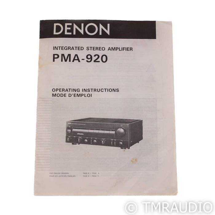 Denon PMA-920 Stereo Integrated Amplifier; MM & MC Phono