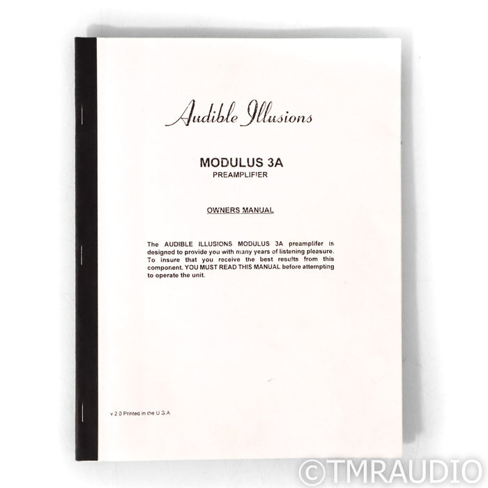 Audible Illusions Modulus 3A Stereo Tube Preamplifier; MM Phono (New Tubes)