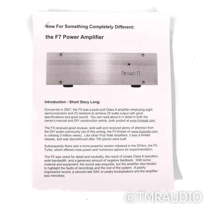First Watt F7 Stereo Power Amplifier