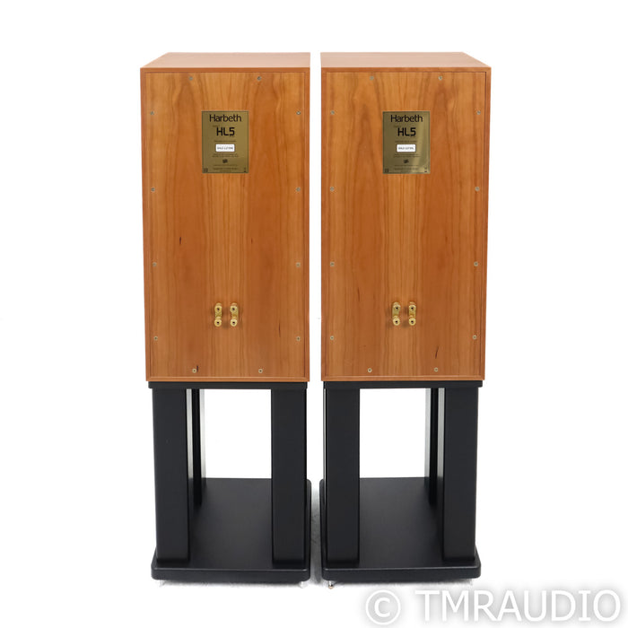 Harbeth Super HL5 Plus Bookshelf Speakers; Cherry Pair w/ Skylan Stands