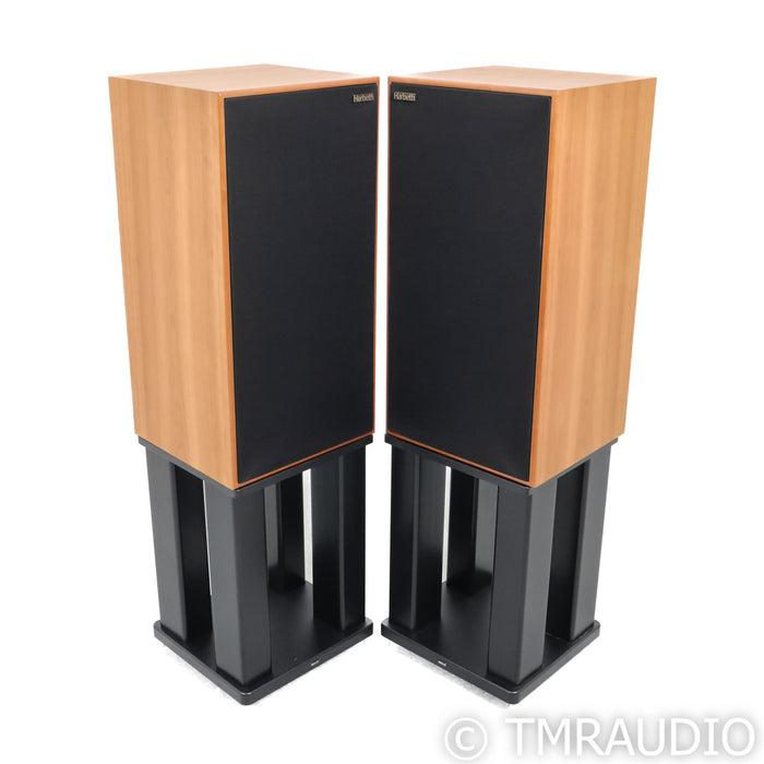 Harbeth Super HL5 Plus Bookshelf Speakers; Cherry Pair w/ Skylan Stands