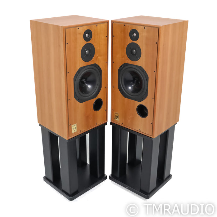 Harbeth Super HL5 Plus Bookshelf Speakers; Cherry Pair w/ Skylan Stands