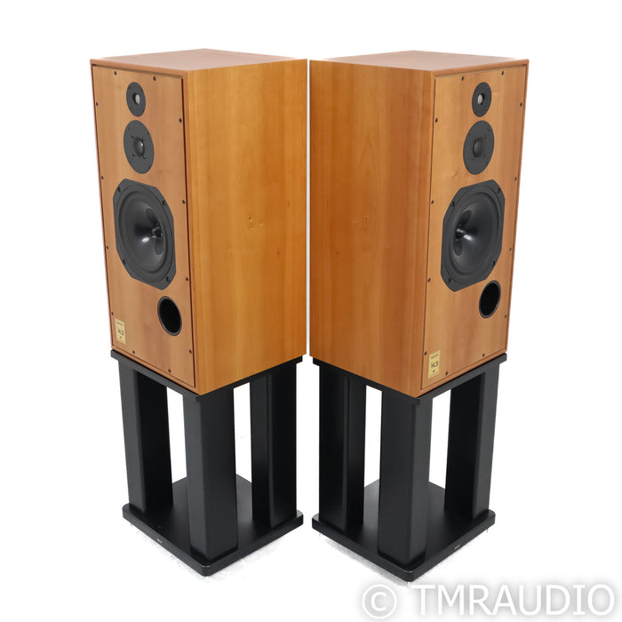 Harbeth Super HL5 Plus Bookshelf Speakers; Cherry Pair w/ Skylan Stands