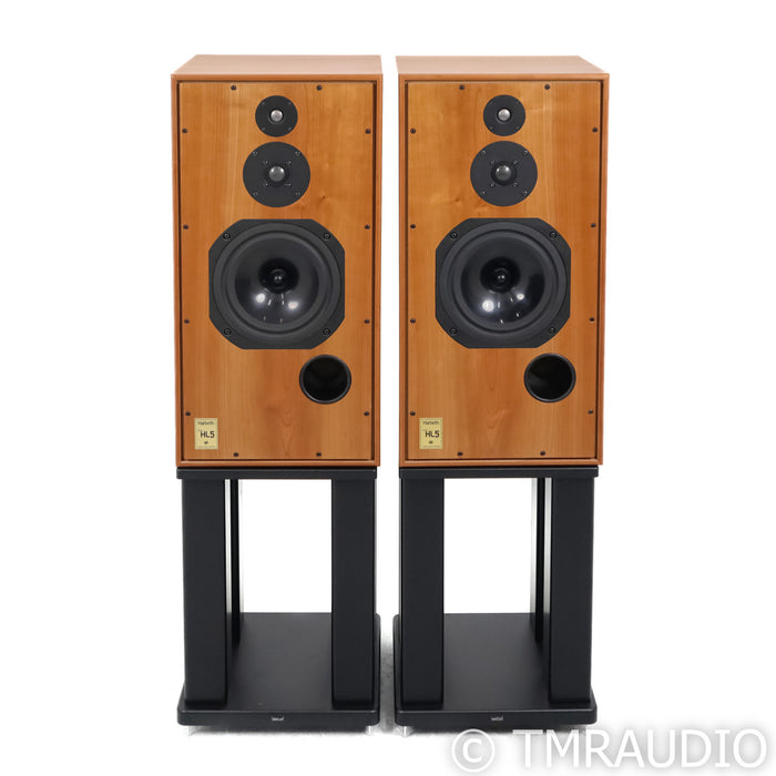 Harbeth Super HL5 Plus Bookshelf Speakers; Cherry Pair w/ Skylan Stands