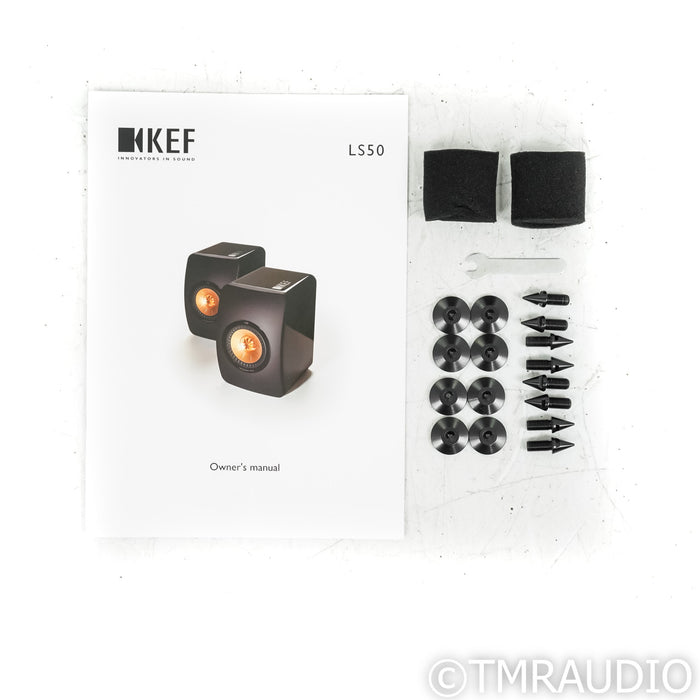 KEF LS50 Black Edition Bookshelf Speakers with Stands; Pair