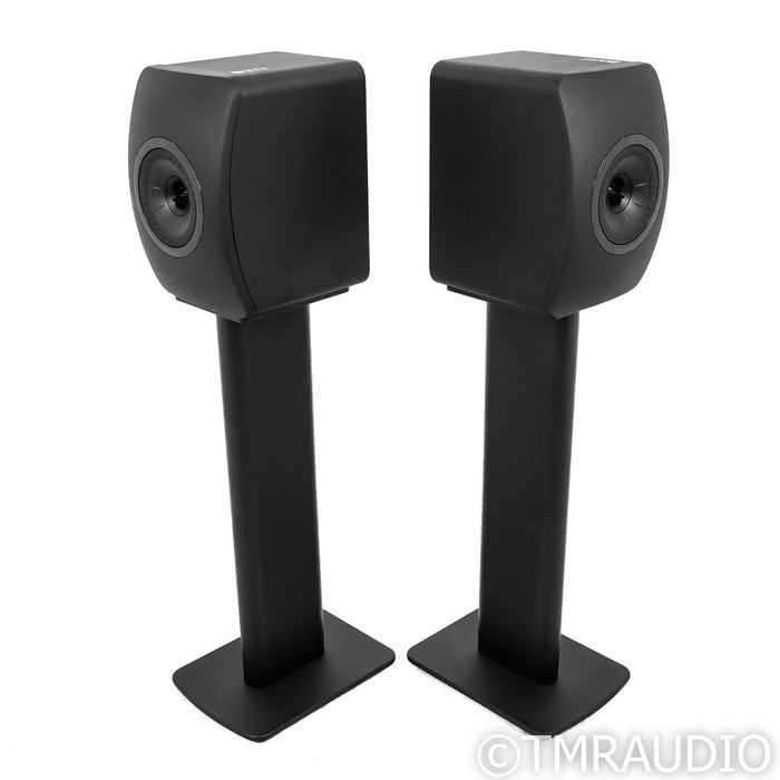 KEF LS50 Black Edition Bookshelf Speakers with Stands; Pair