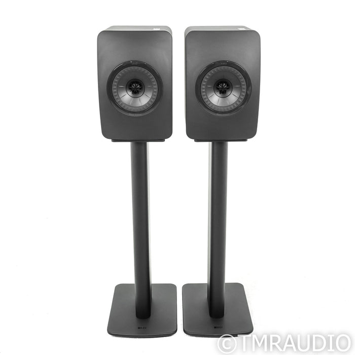 KEF LS50 Black Edition Bookshelf Speakers with Stands; Pair