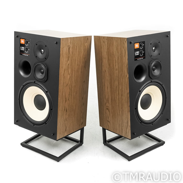 JBL L100 Classic Bookshelf Speakers; Walnut Pair with Stands