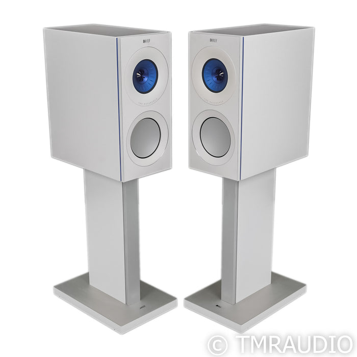 KEF Reference 1 Bookshelf Speakers; Blue Ice White Pair w/ White S-RFI Stands