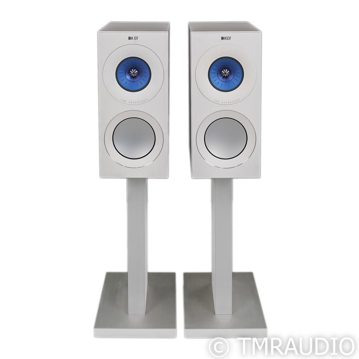 KEF Reference 1 Bookshelf Speakers; Blue Ice White Pair w/ White S-RFI Stands