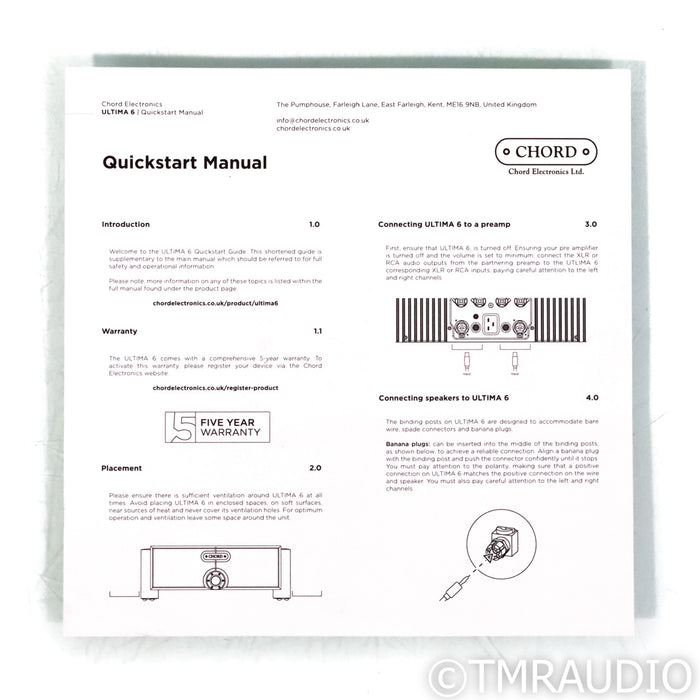 Chord Electronics Ultima 6 Stereo Power Amplifier