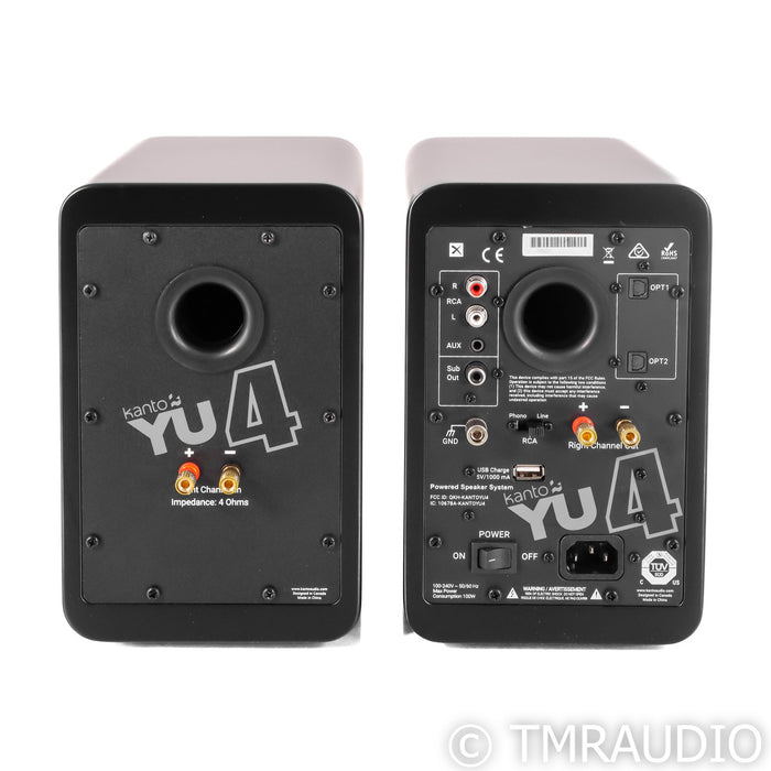Kanto YU 4 Powered Bookshelf Speakers; Matte Black Pair