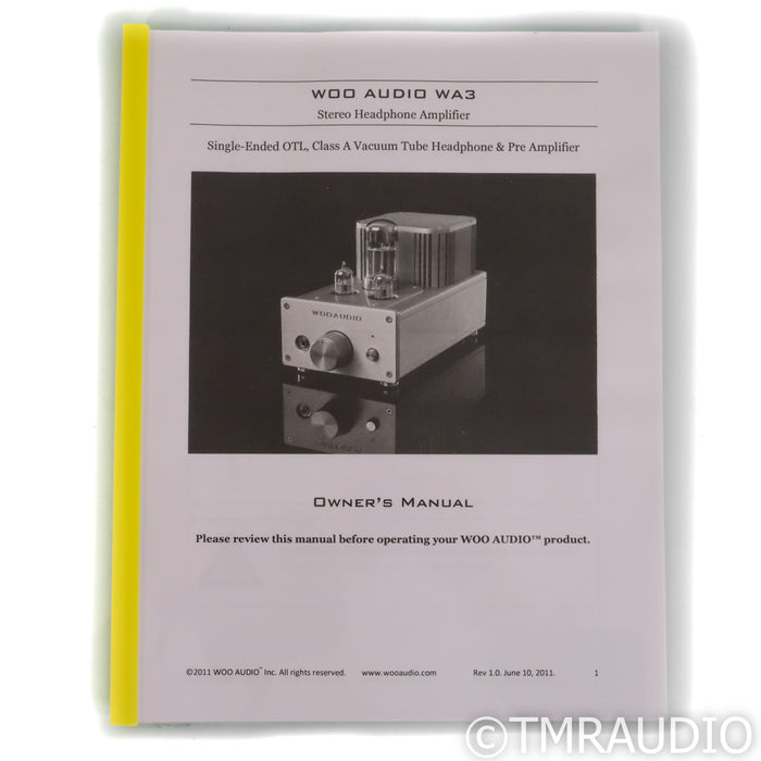 Woo Audio WA3 Tube Headphone Amplifier