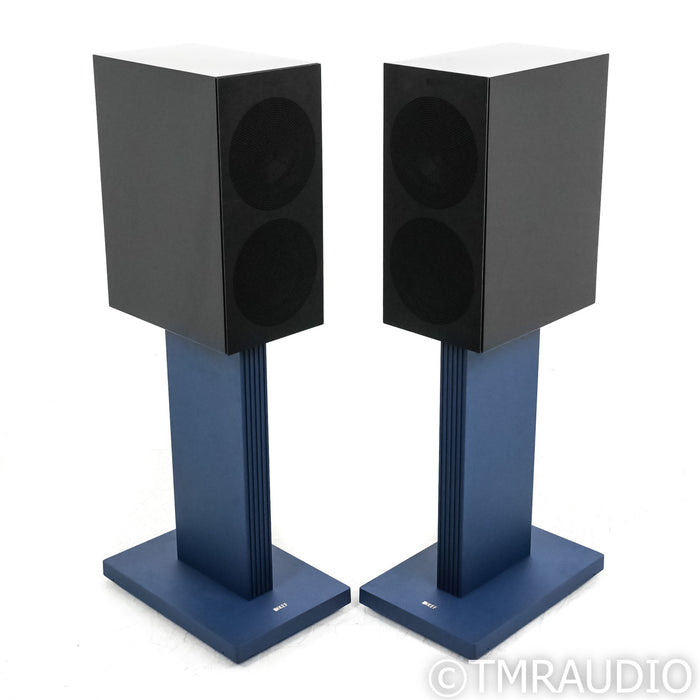 KEF R3 Meta Bookshelf Speakers; Black Pair w/ Indigo S3 Stands