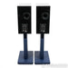 KEF R3 Meta Bookshelf Speakers; Black Pair w/ Indigo S3 Stands