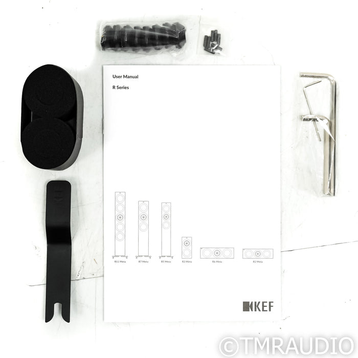 KEF R3 Meta Bookshelf Speakers; Black Pair w/ Indigo S3 Stands