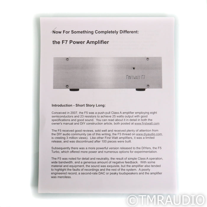 First Watt F7 Stereo Power Amplifier