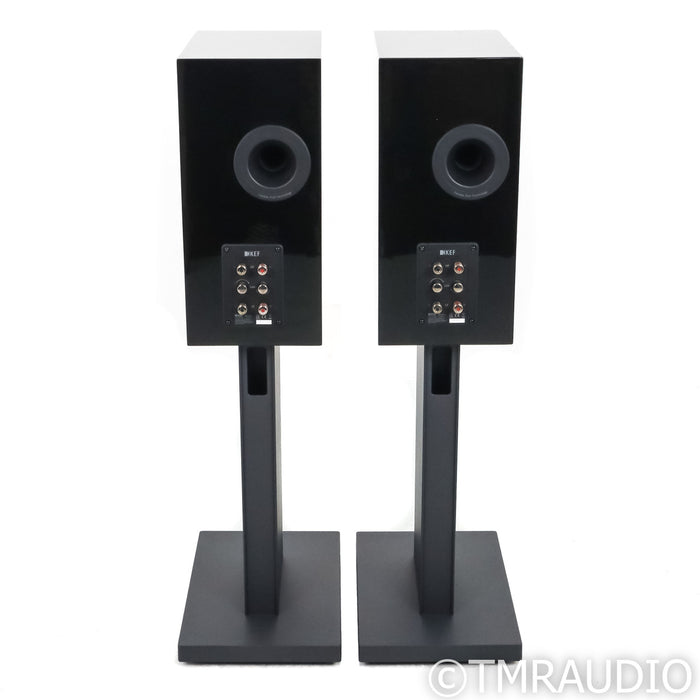 KEF R3 Meta Bookshelf Speakers; Black Gloss Pair with Stands