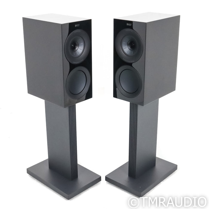 KEF R3 Meta Bookshelf Speakers; Black Gloss Pair with Stands