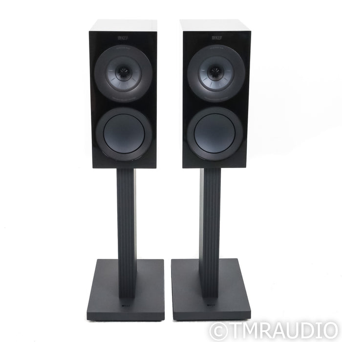 KEF R3 Meta Bookshelf Speakers; Black Gloss Pair with Stands